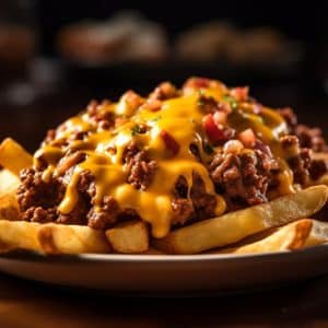 Fries with beef and cheese